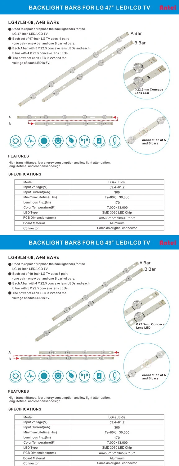 LED TV Backlight Bar for LG TV 32" 42" 47" 50" 55" Innotek Drt 3.0