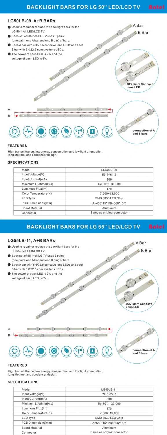 LED TV Backlight Bar for LG TV 32" 42" 47" 50" 55" Innotek Drt 3.0